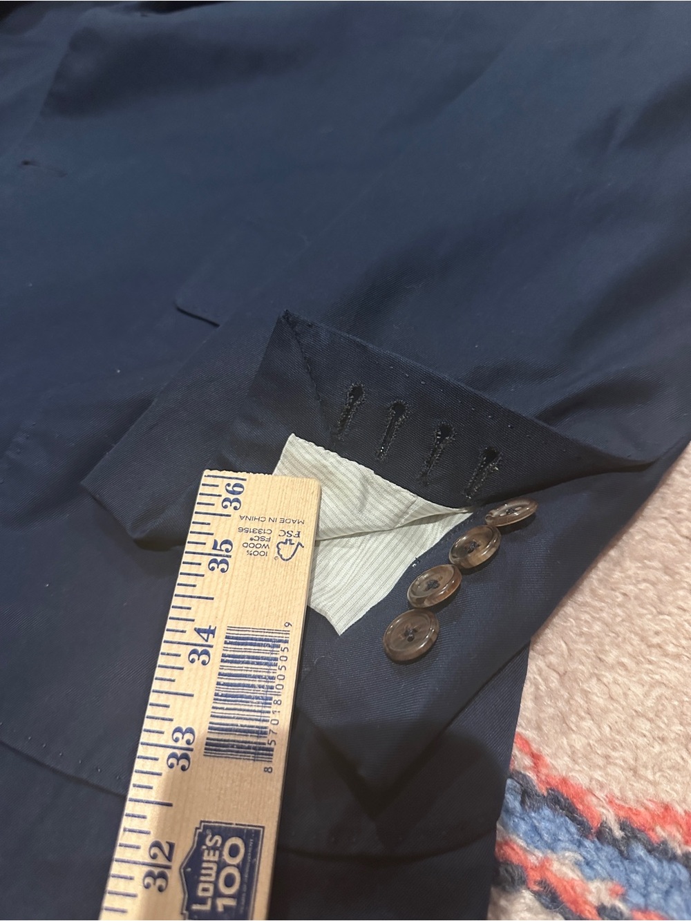 Hand made in Italy Hadleigh’s Men's Classic 100% Cotton Navy Two-Piece Suit - Picture 13 of 14